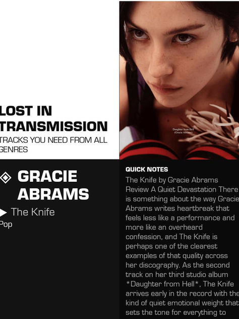 Gracie Abrams The Knife Meaning and Review