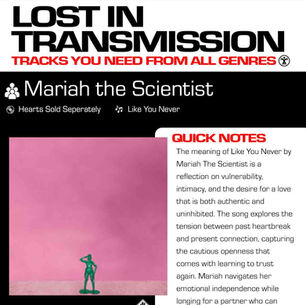 Mariah the Scientist Like You Never Meaning and Review