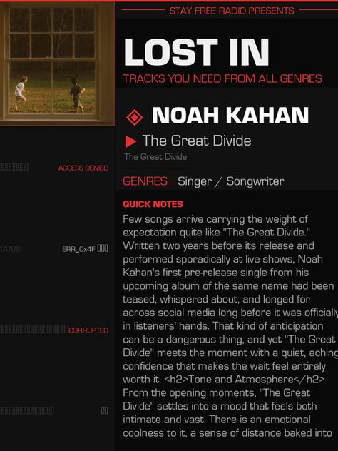 Noah Kahan The Great Divide Meaning and Review