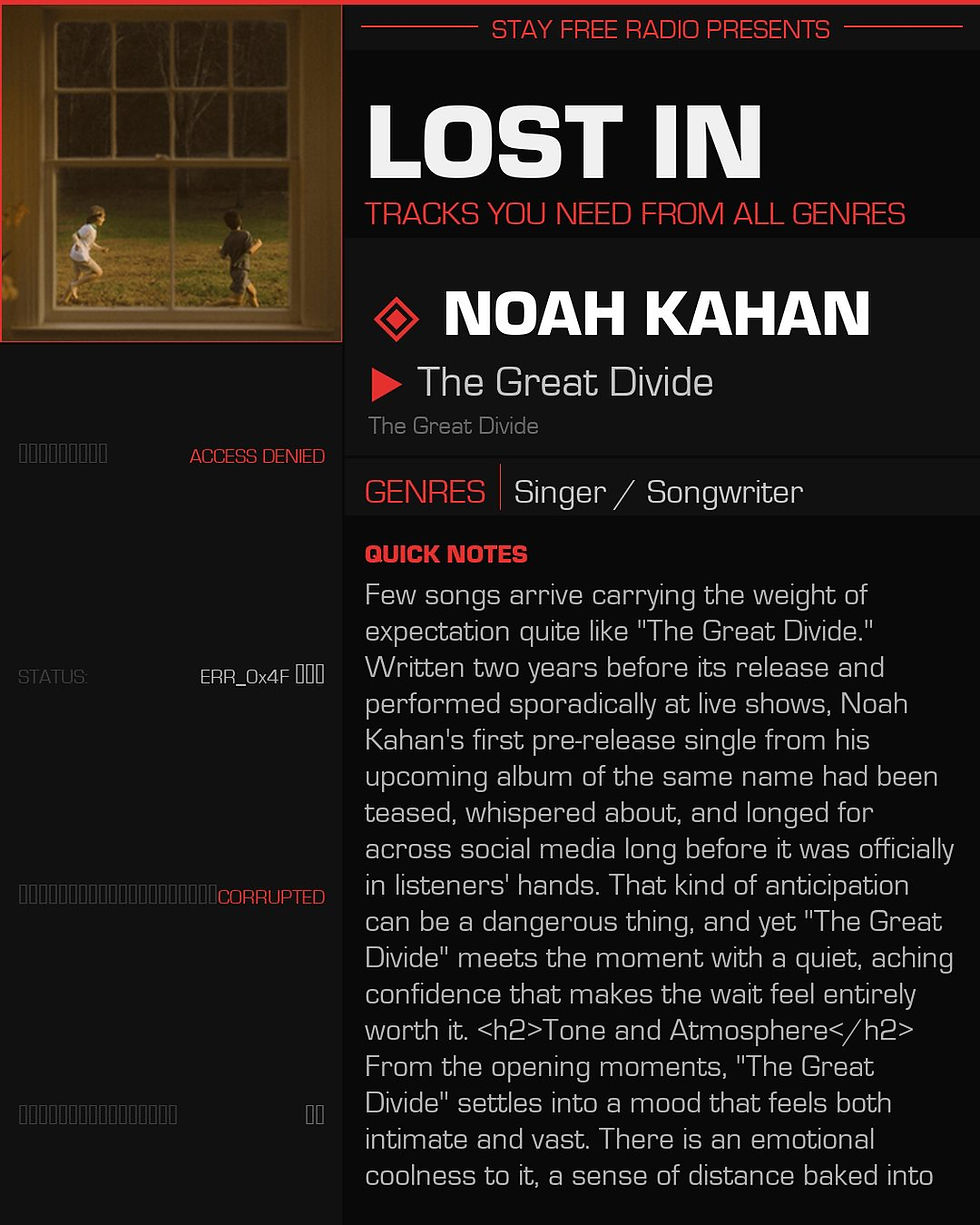 Noah Kahan The Great Divide Meaning and Review