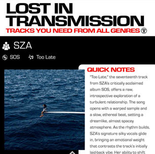 SZA Too Late Meaning and Review 