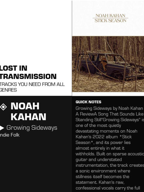 Noah Kahan Growing Sideways Meaning and Review