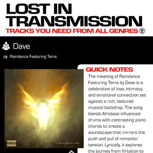 Dave Raindance Featuring Tems Meaning And Review