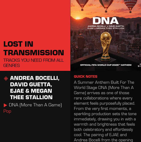 Andrea Bocelli, David Guetta, EJAE & Megan Thee Stallion DNA (More Than A Game) Meaning