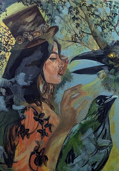 Raving Madness, Mad hatter, Raven, Edgar Allen Poe art, Gothic, Dark Academia, Dark cottage core, Witchy, Dreamscape, symbols