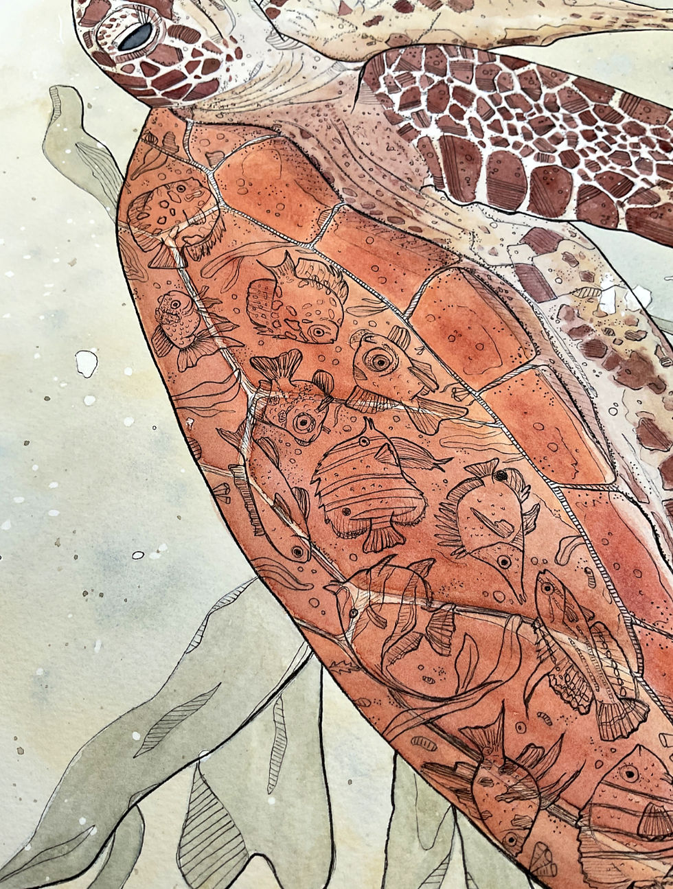 Thumbnail: Sea turtle with hidden fishes (Inside us series)