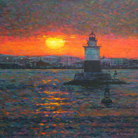 Scarlet Sunset, Robbins Reef Lighthouse