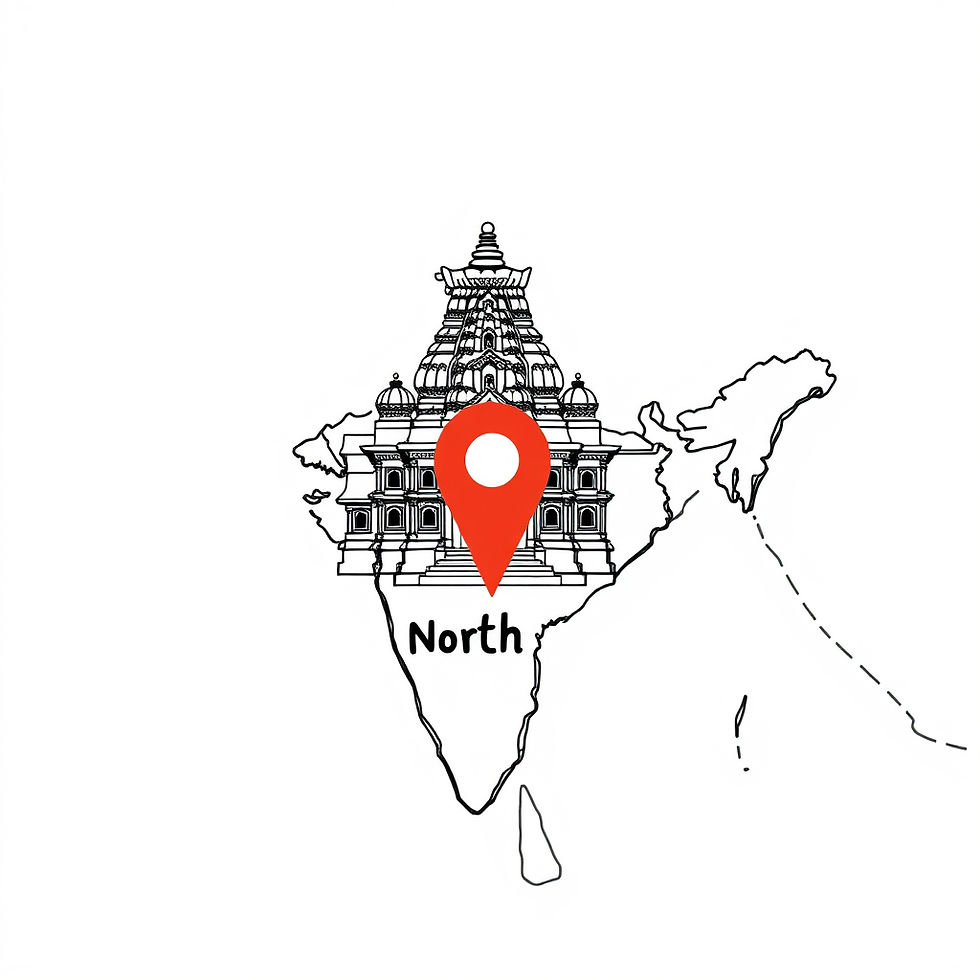 Make a pin point map that show location of North India Hair Bundles Temple with a marker S