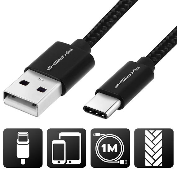 Câble USB-C Tressé Noir