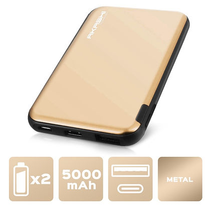 Power Bank 5000 mAh - Charge rapide - Aluminium Or