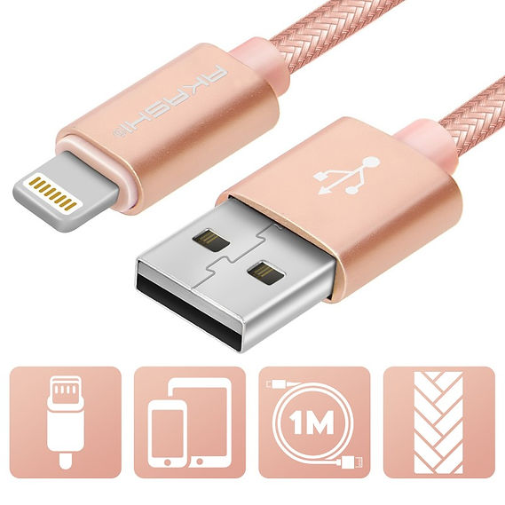 Câble MFI Lightning Tressé Rose
