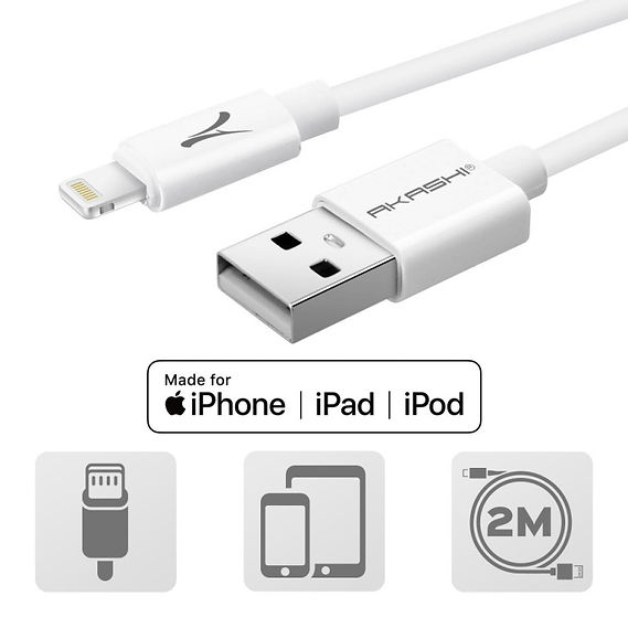 Câble MFI Lightning Blanc 2M