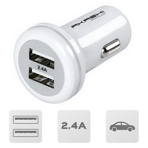 Chargeur Allume cigare - Turbo 2 x USBs 2.4 Blanc