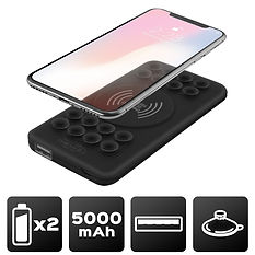 Power Bank 5000 mAh - Fixation ventouse - compatible charge sans fil