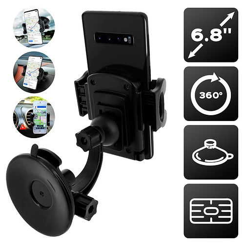 Support voiture 3 en 1 Noir - Pour smartphone 6.8