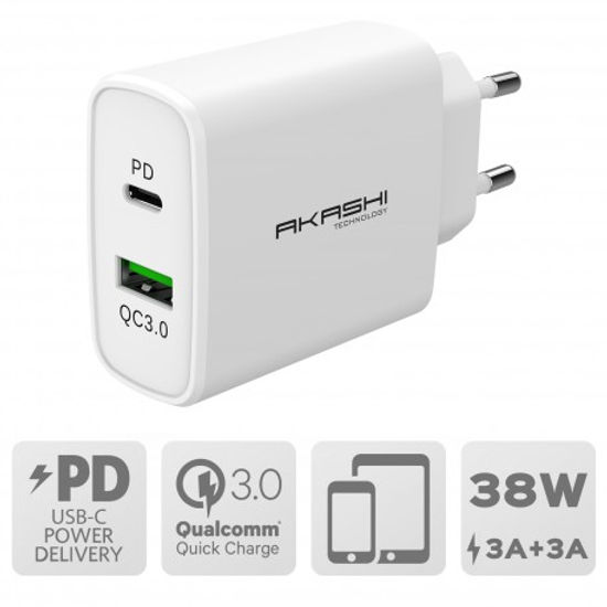 Secteur USB + USB-C 38W Blanc