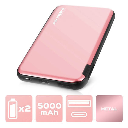 Power Bank 5000 mAh - Charge rapide - Aluminium Rose
