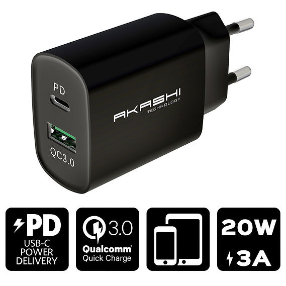 Secteur USB + USB-C 20W Noir