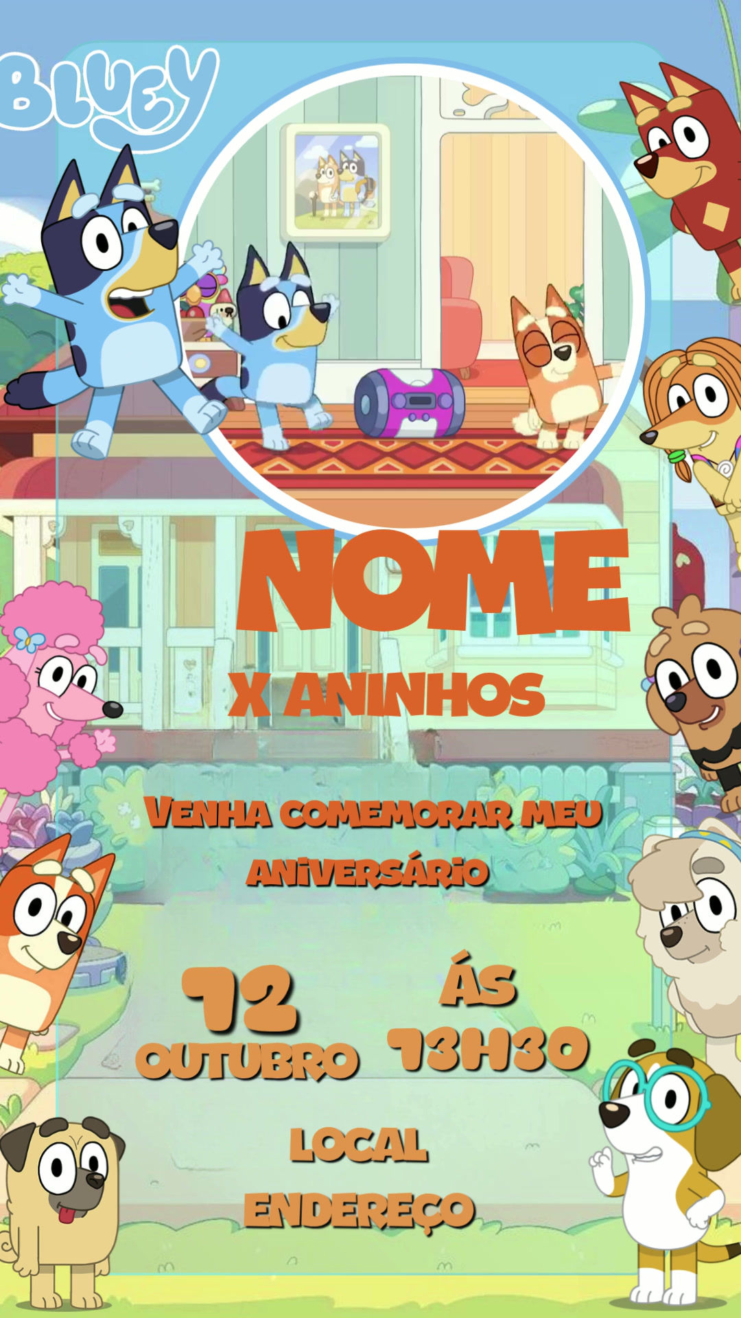 Bluey Convite Animado em Vídeo