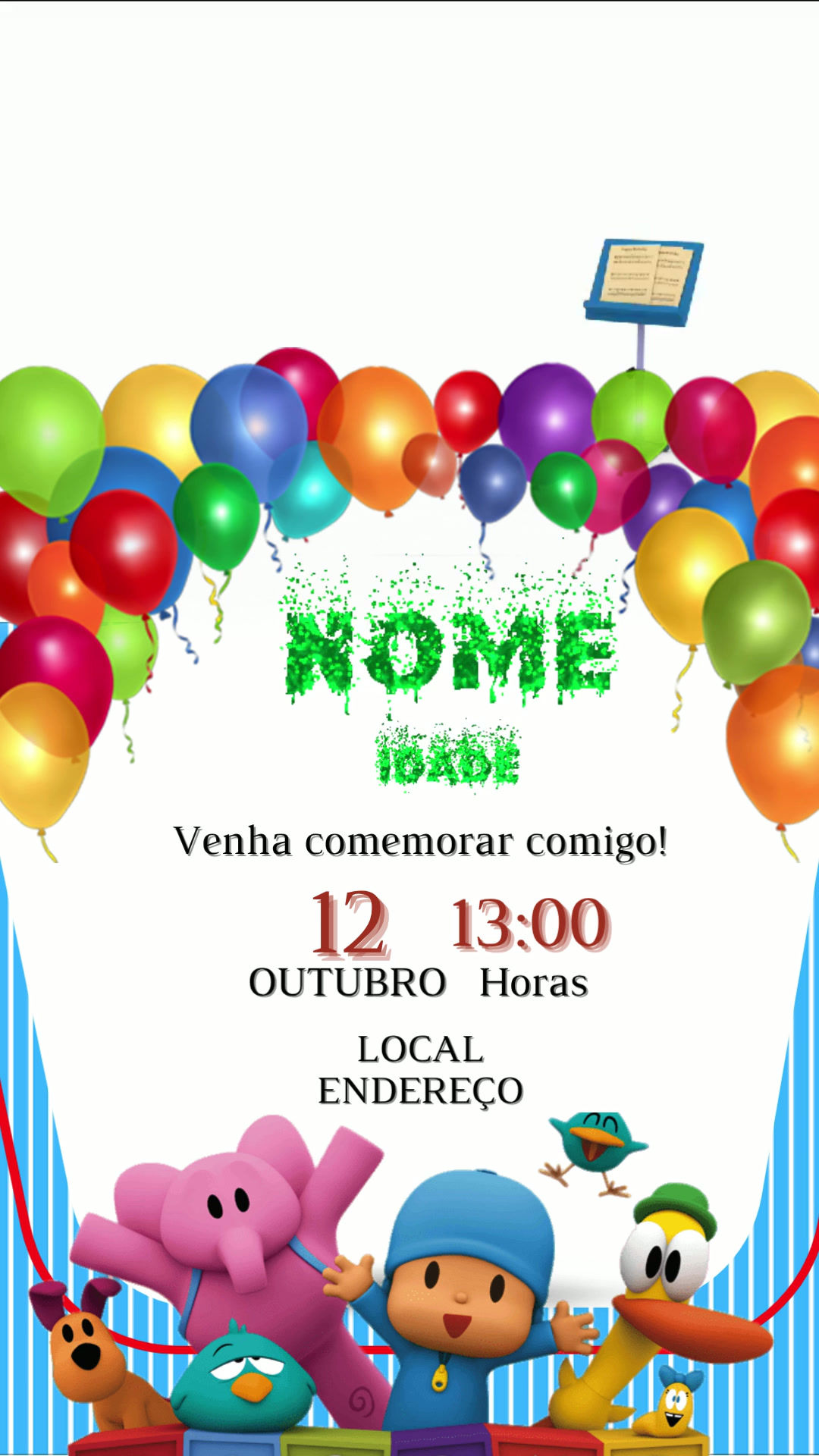 Pocoyo Convite Animado em Vídeo