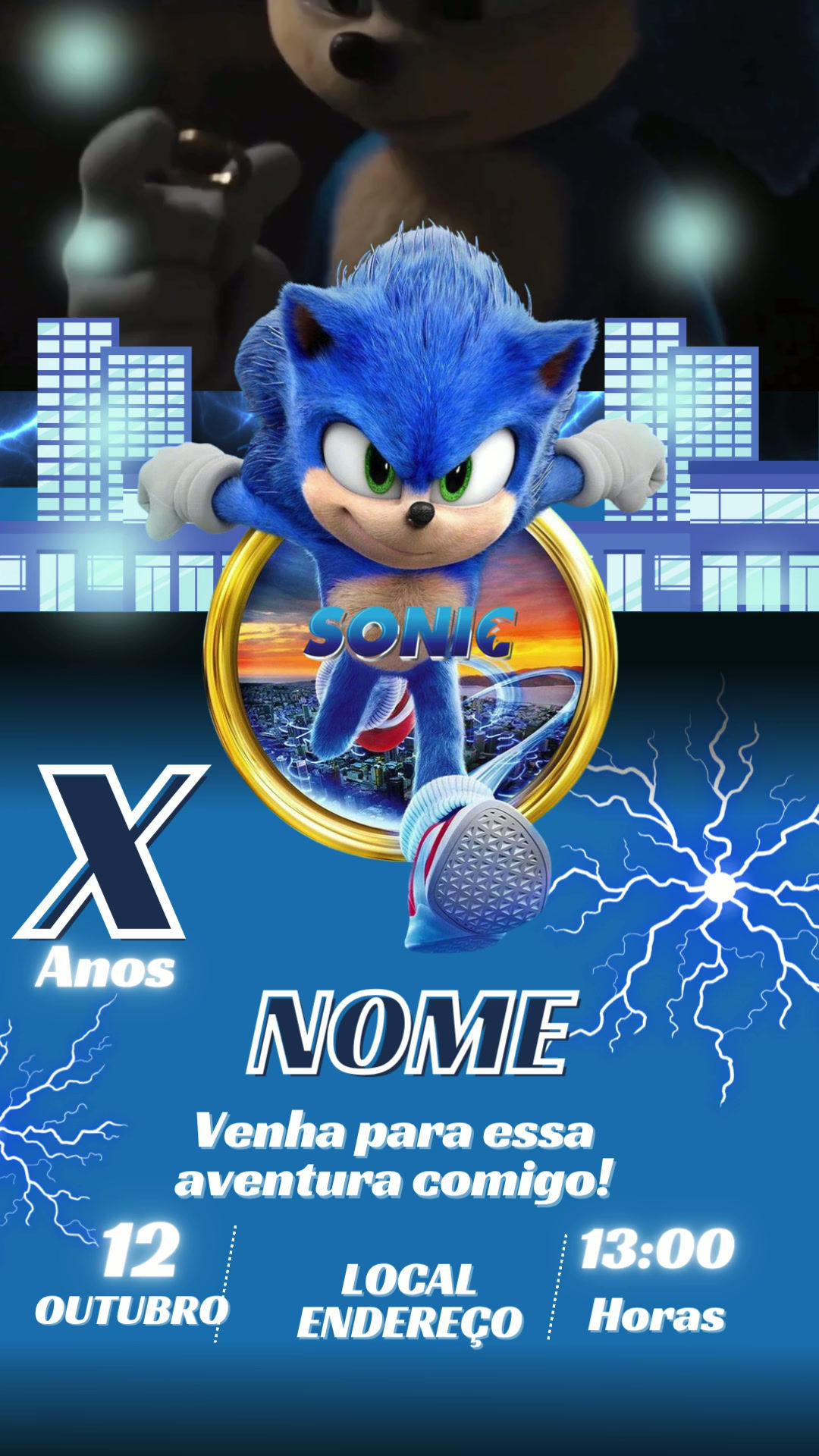 Sonic Convite Animado em Vídeo