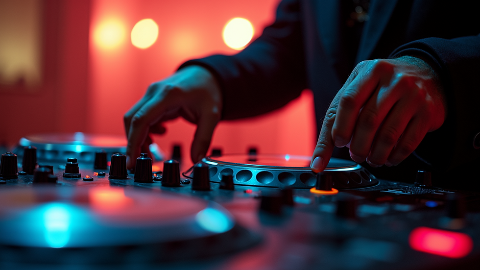 DJ passionately mixing music