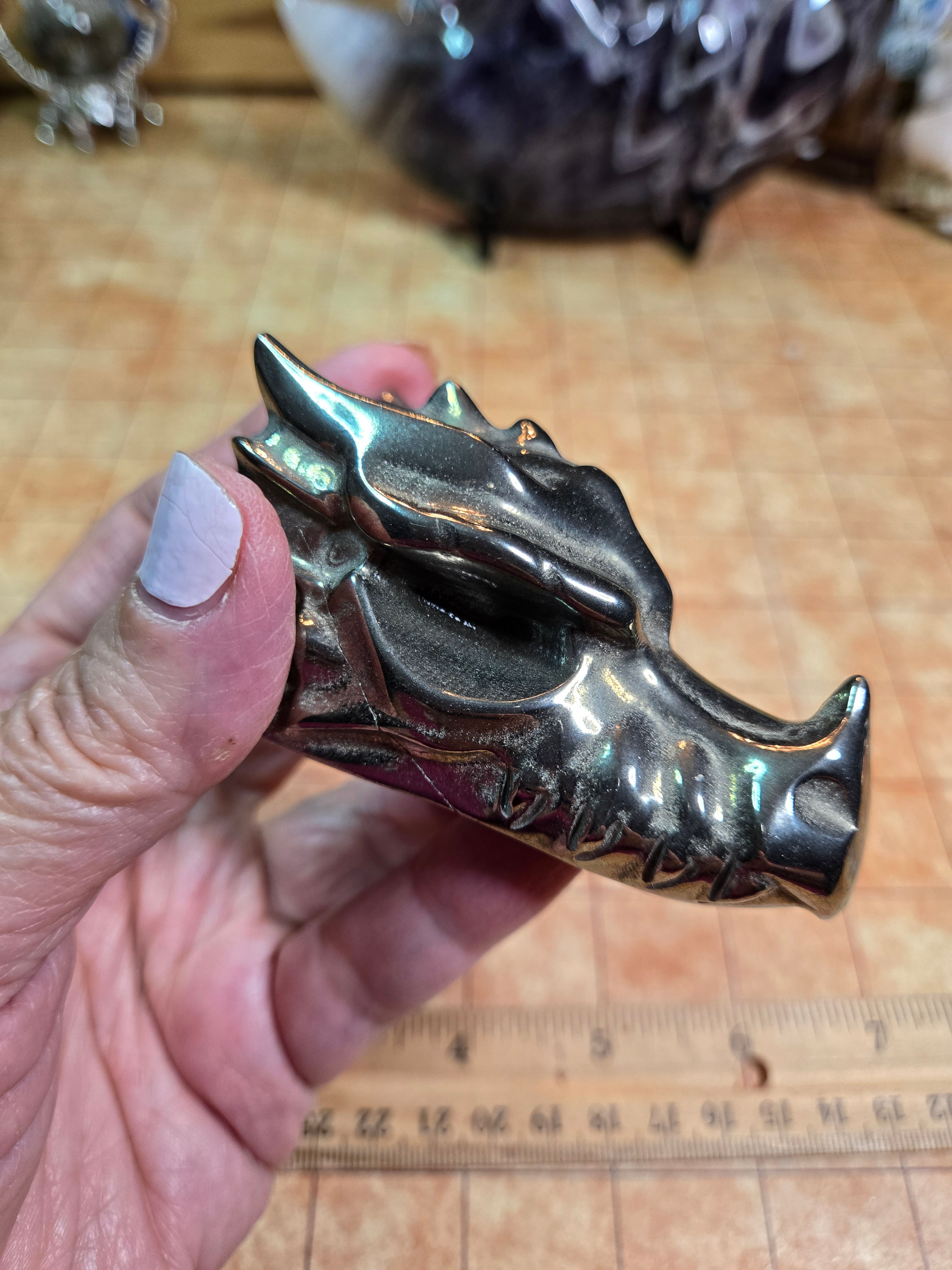 Pyrite Dragon Head Skull