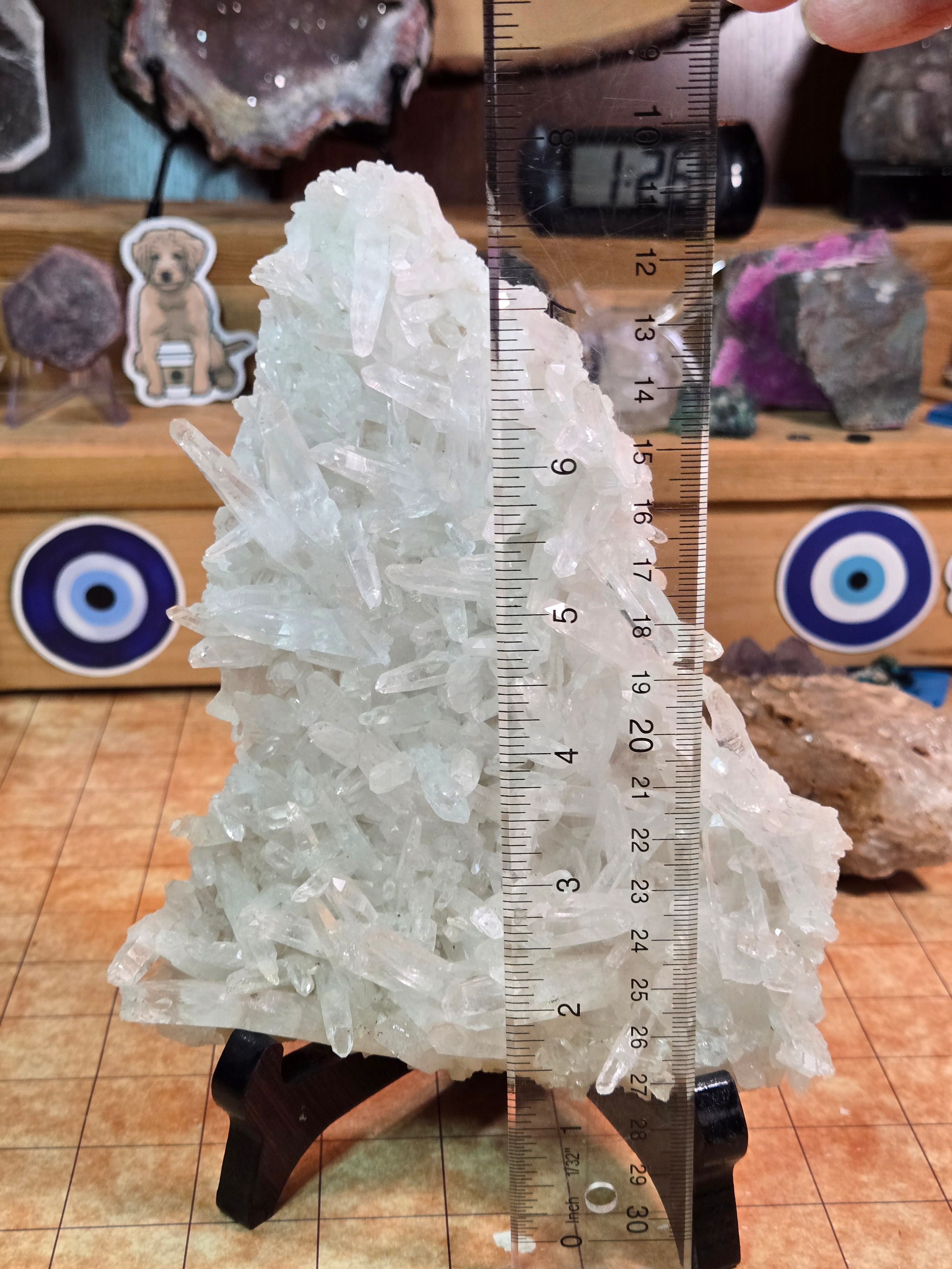 Clear Quartz extra large Quartz Cluster plate with stand