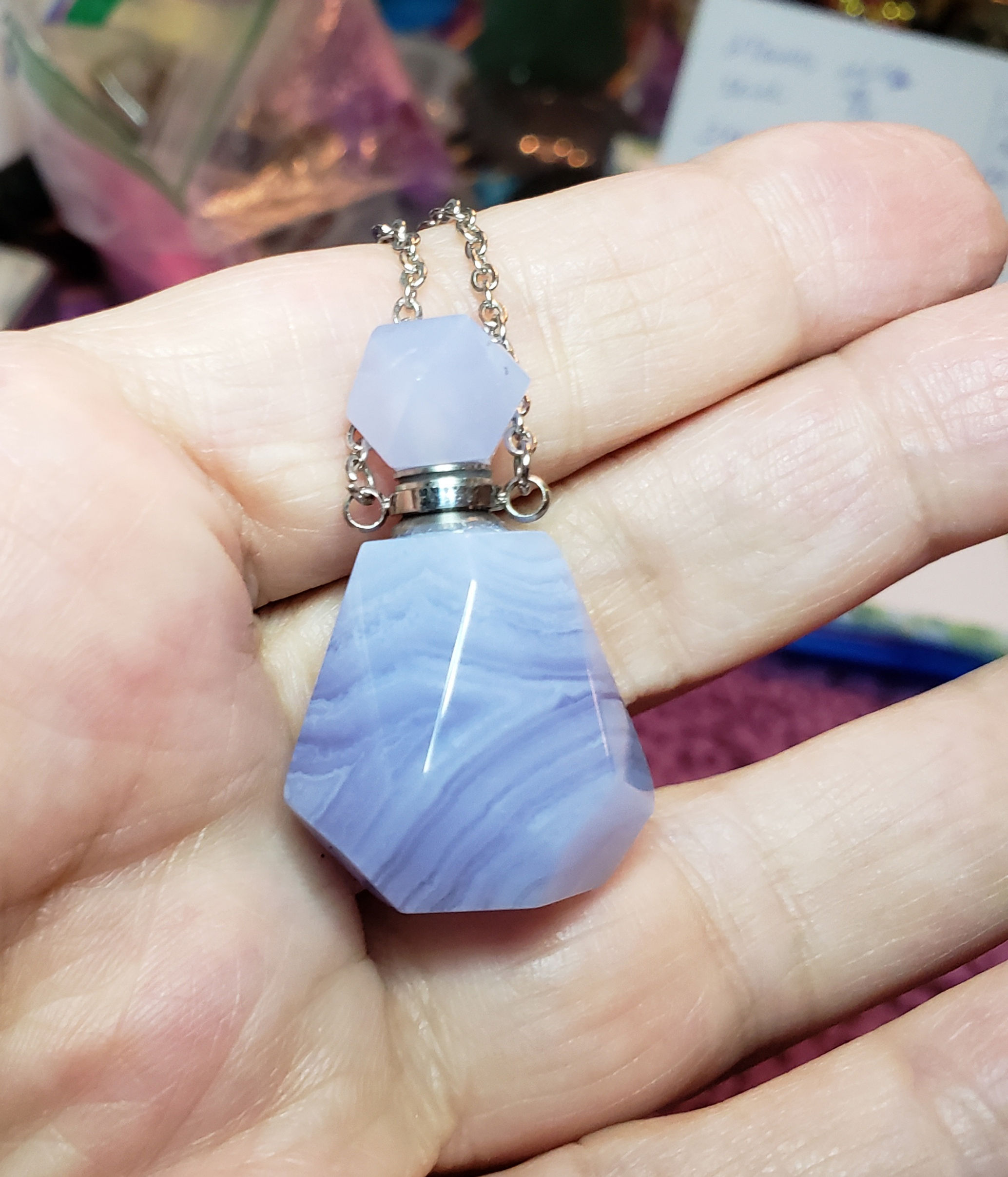 Blue lace agate perfume/essential oil bottle