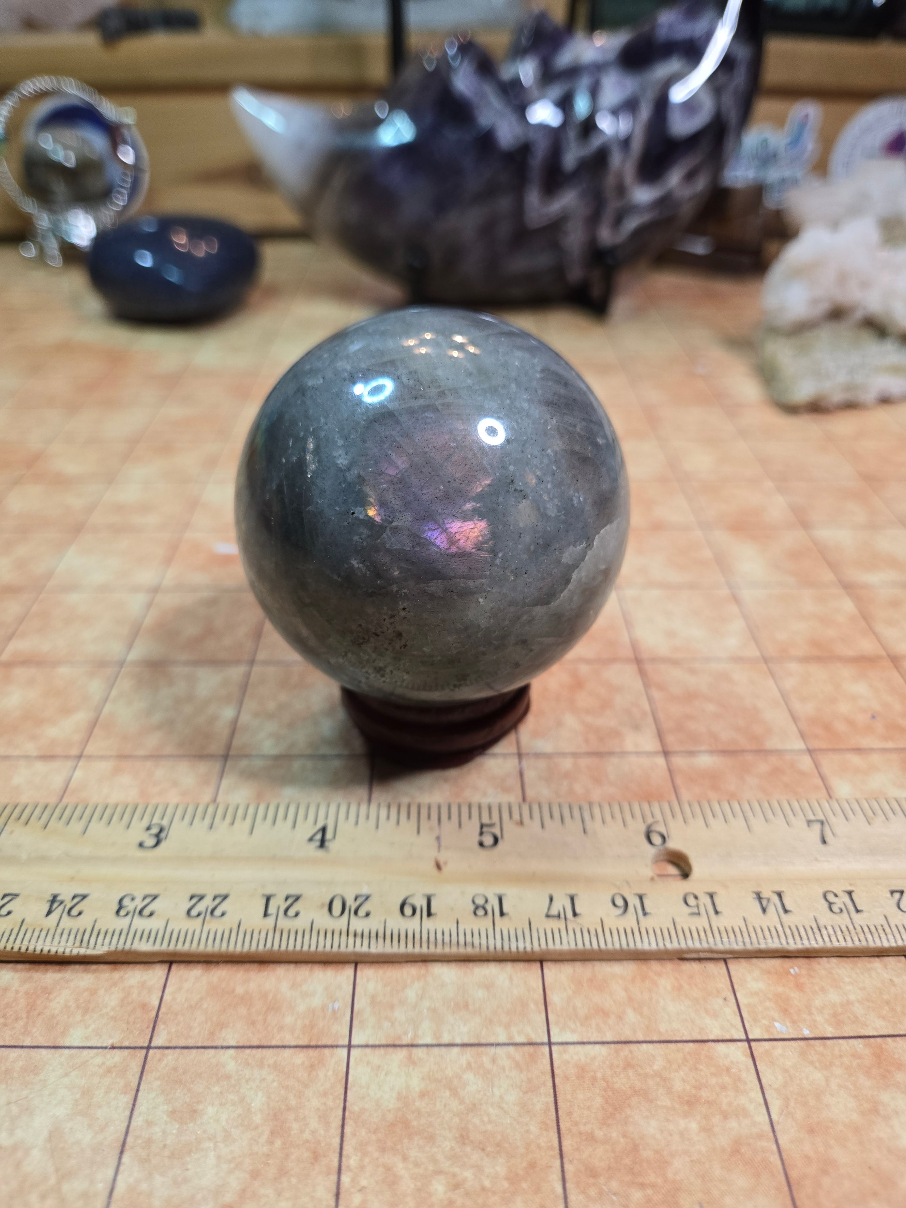 Labradorite Sphere with Purple flash