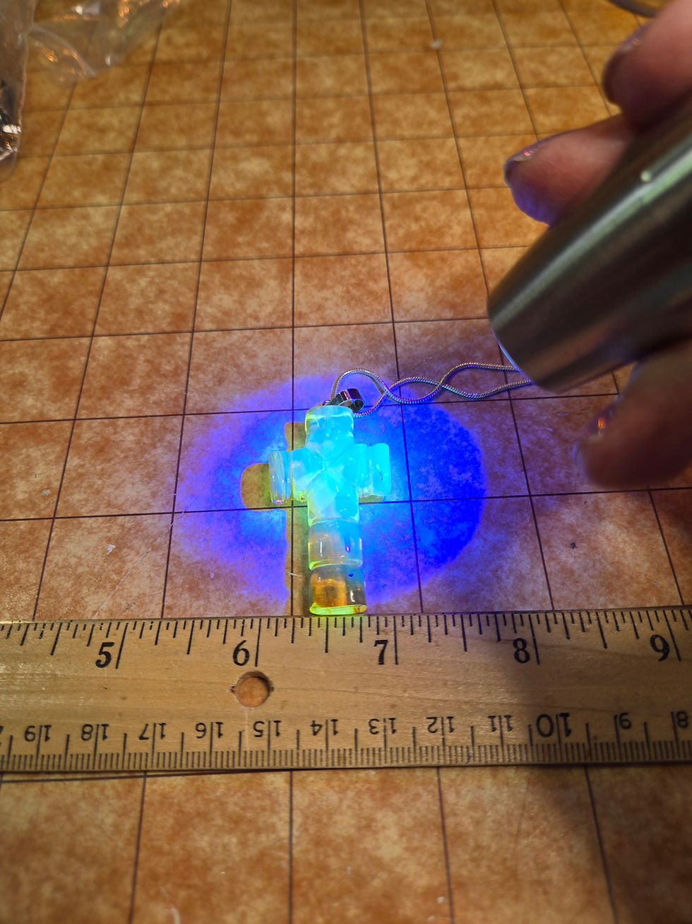 Thumbnail: Amber cross pendant with .925 silver