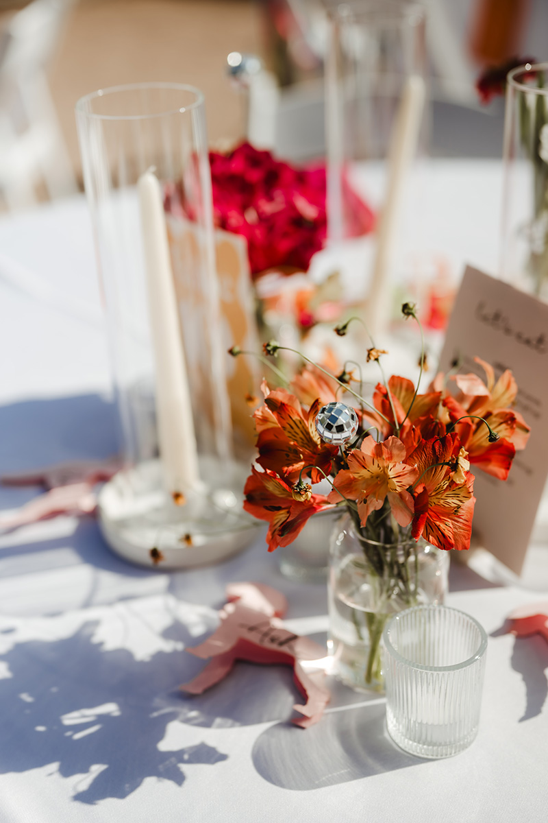 Bright pop-color wedding details at Ivy Hall