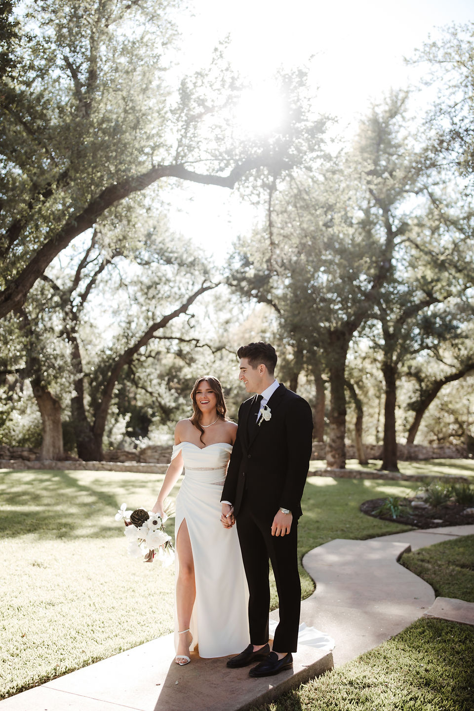Romantic sunset portrait of Bailey and Drew at The Addison Grove wedding venue.