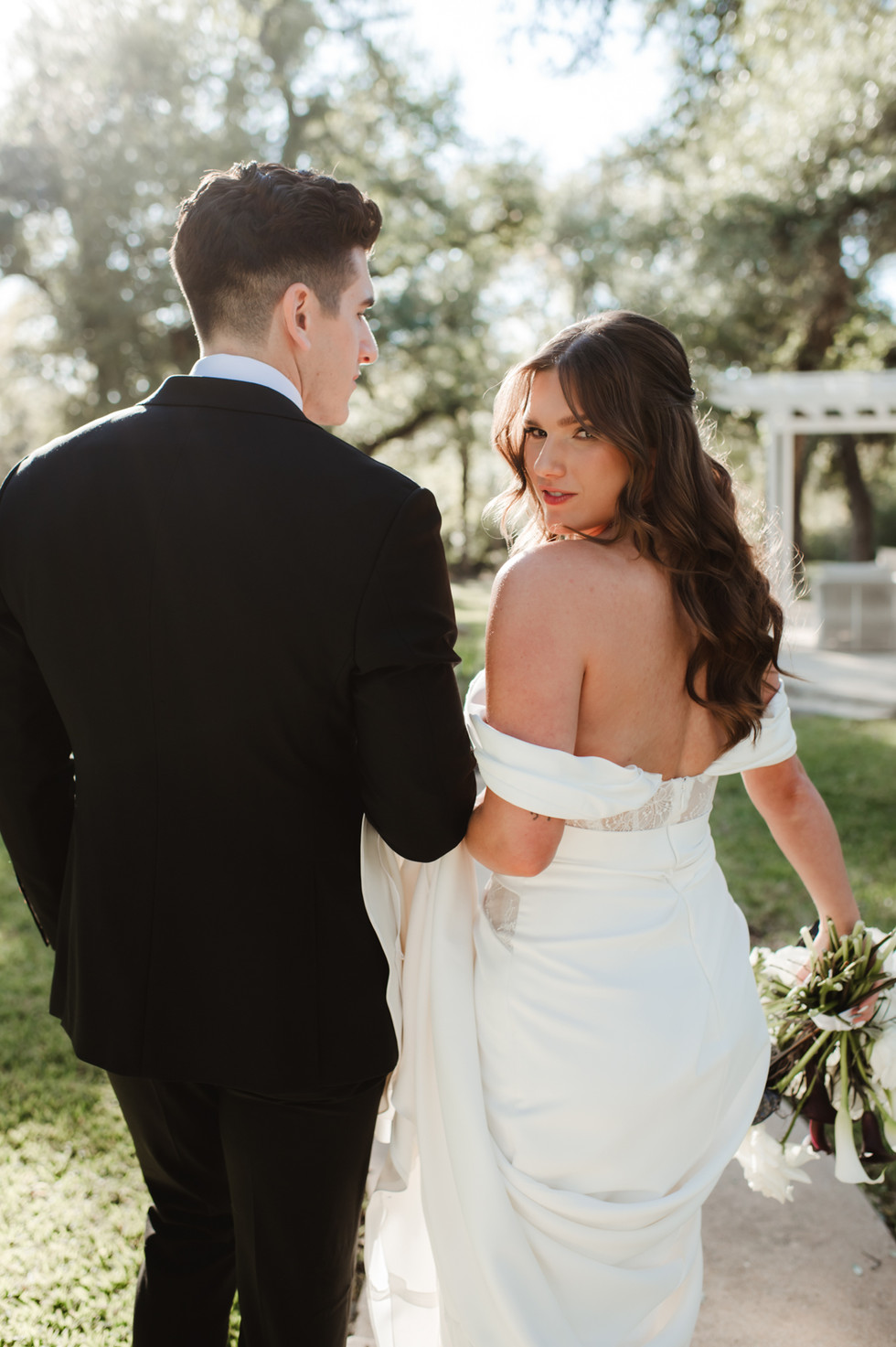 Elegant bride and groom portrait in the Texas Hill Country at The Addison Grove.