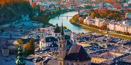Die braunen Dächer einer mittelalterlichen Altstadt inmitten eines Waldes sind zu sehen. Dies ist Bern, ein weiterer Standort des schweizerischen Übersetzungsbüros Quality Translation, neben Basel.