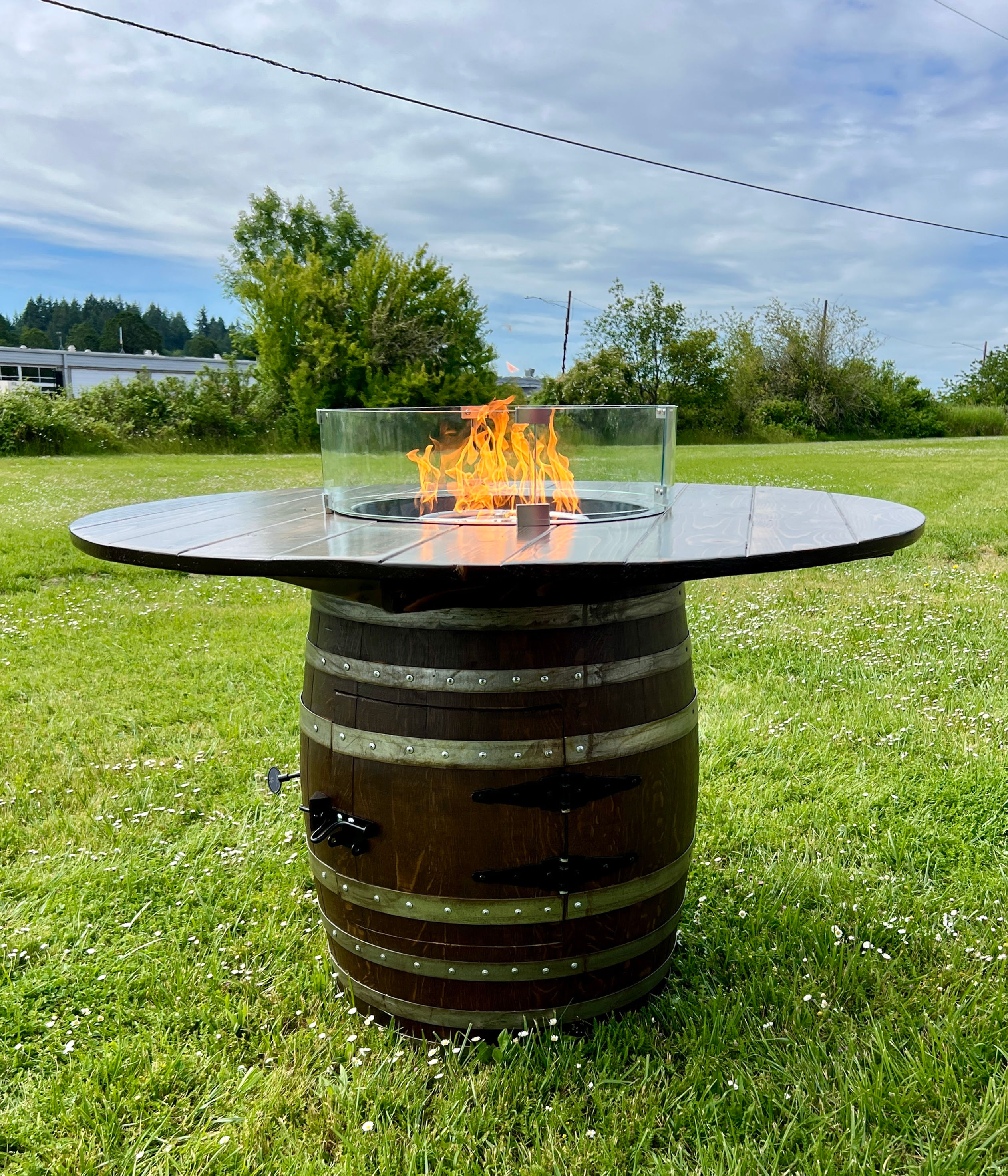 Full size Wine Barrel Fire Pit