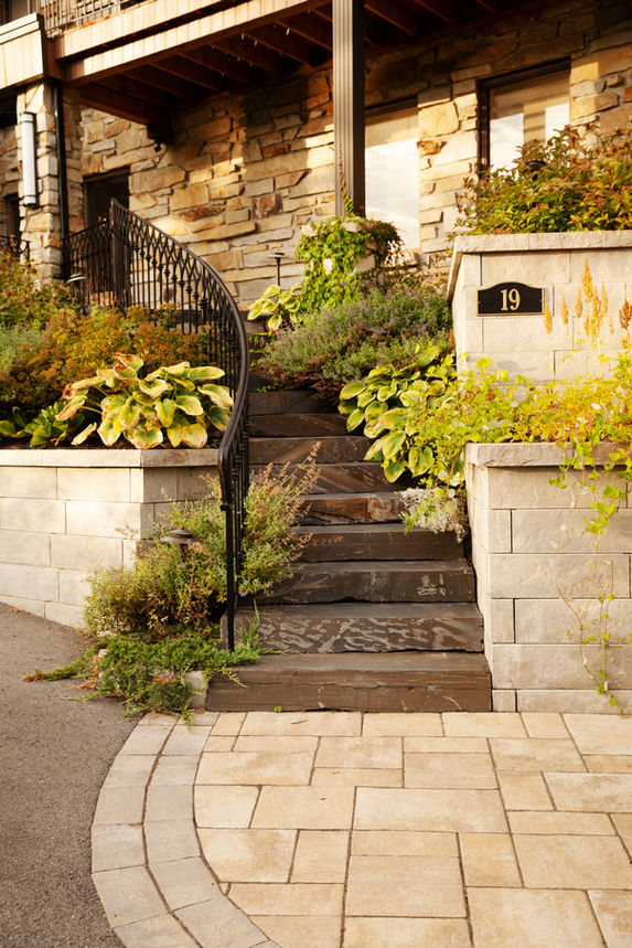 facade, escalier, paysagiste, amenagement paysager