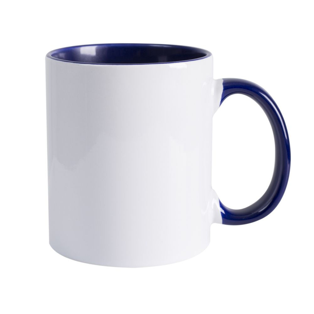 Caneca de Cerâmica c/ Alça e Interior Azul Marinho 325ml