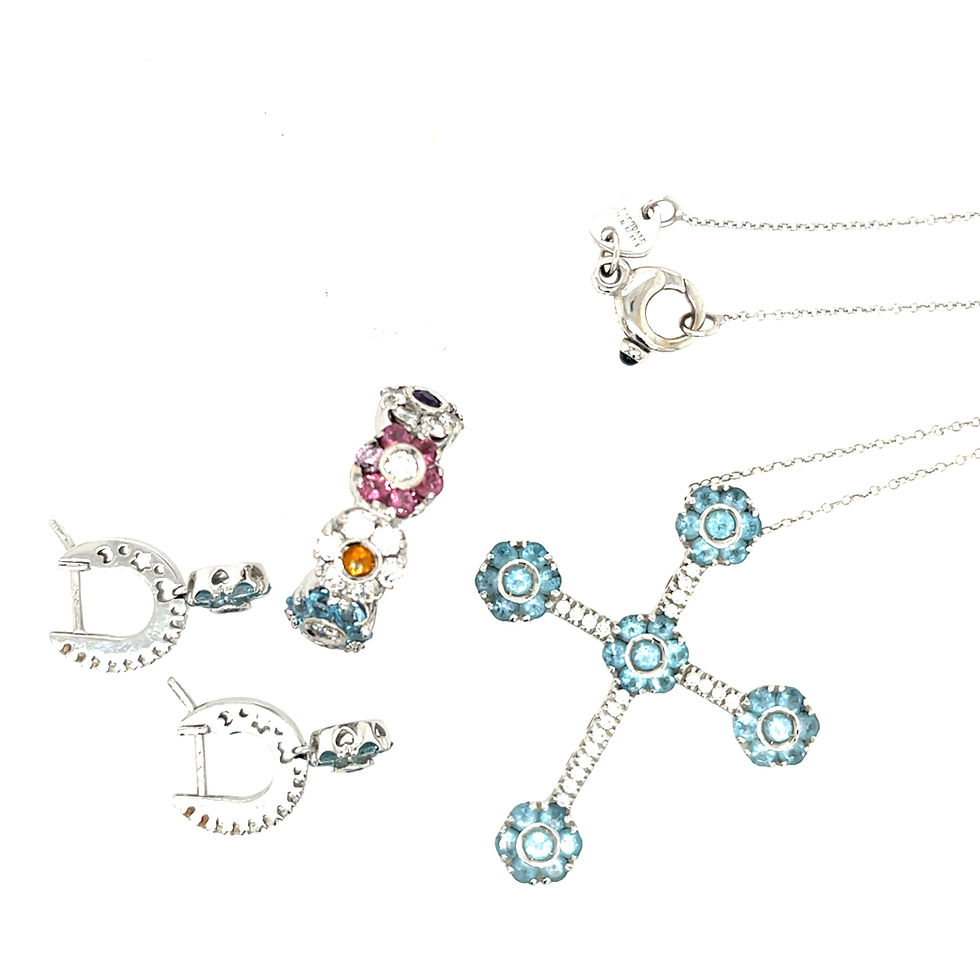 Thumbnail: Pasquale Bruni Collier met Kruis-hanger briljant en topaas 18Kt.