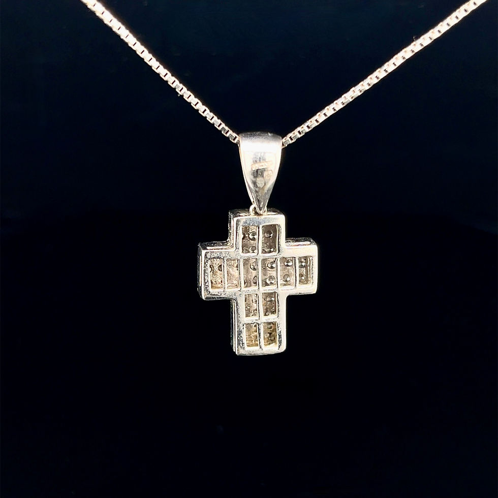 Thumbnail: Modern Kruis Hanger bezet met briljanten 14Kt.