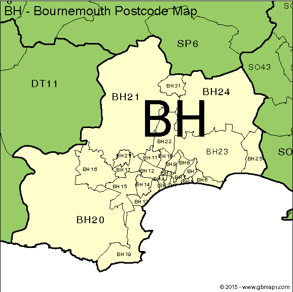 Electricians In BH Bournemouth Postcode Map