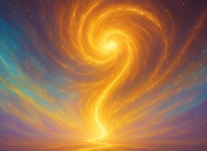 Wirbel aus Licht und Energie in warmen Farben – steht für Integration, Transformation und die Nachwirkung der Rückführung