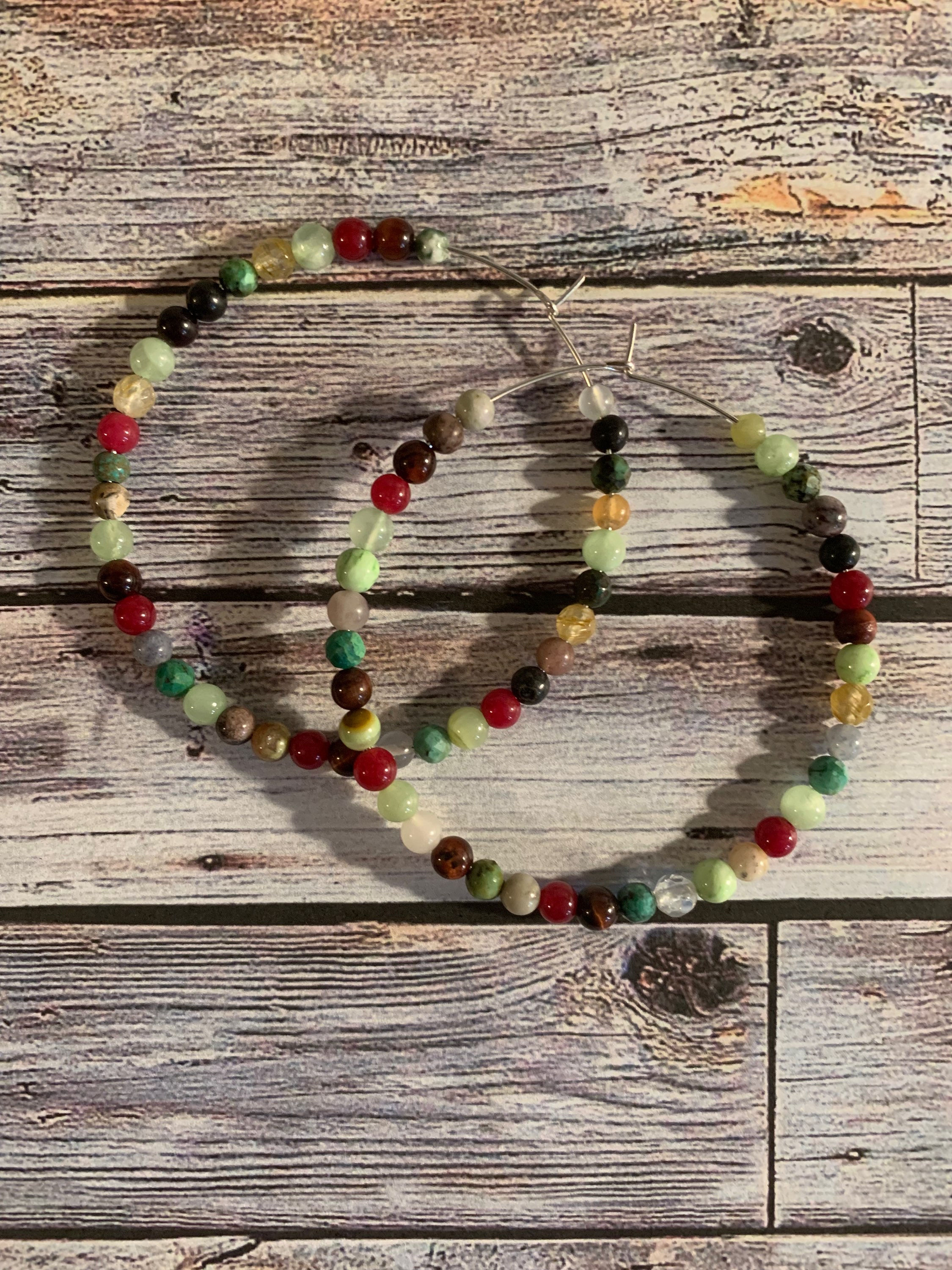 Mixed Gemstone Hoops 
