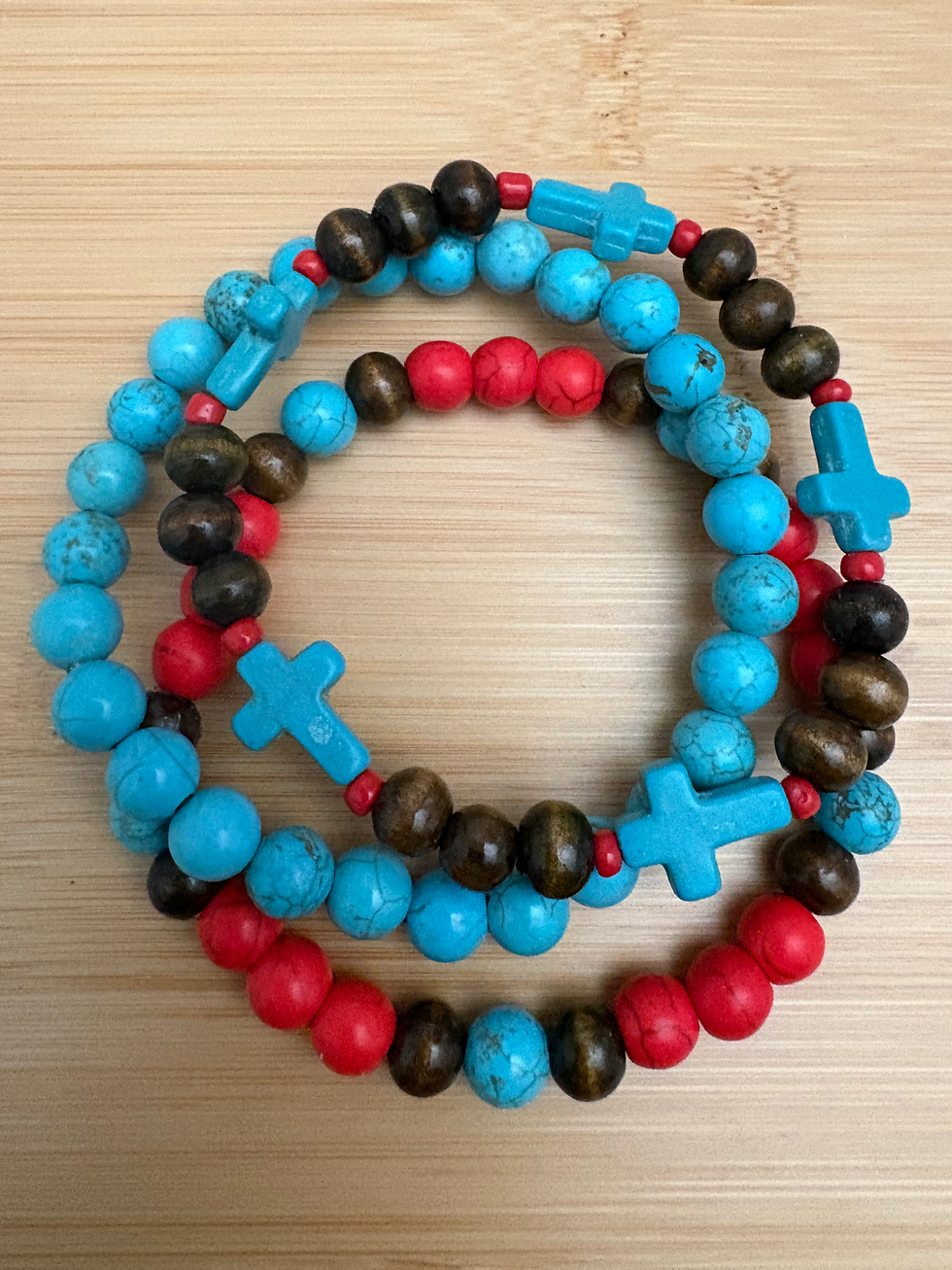 Turquoise Gemstone Cross Bracelet Combo 