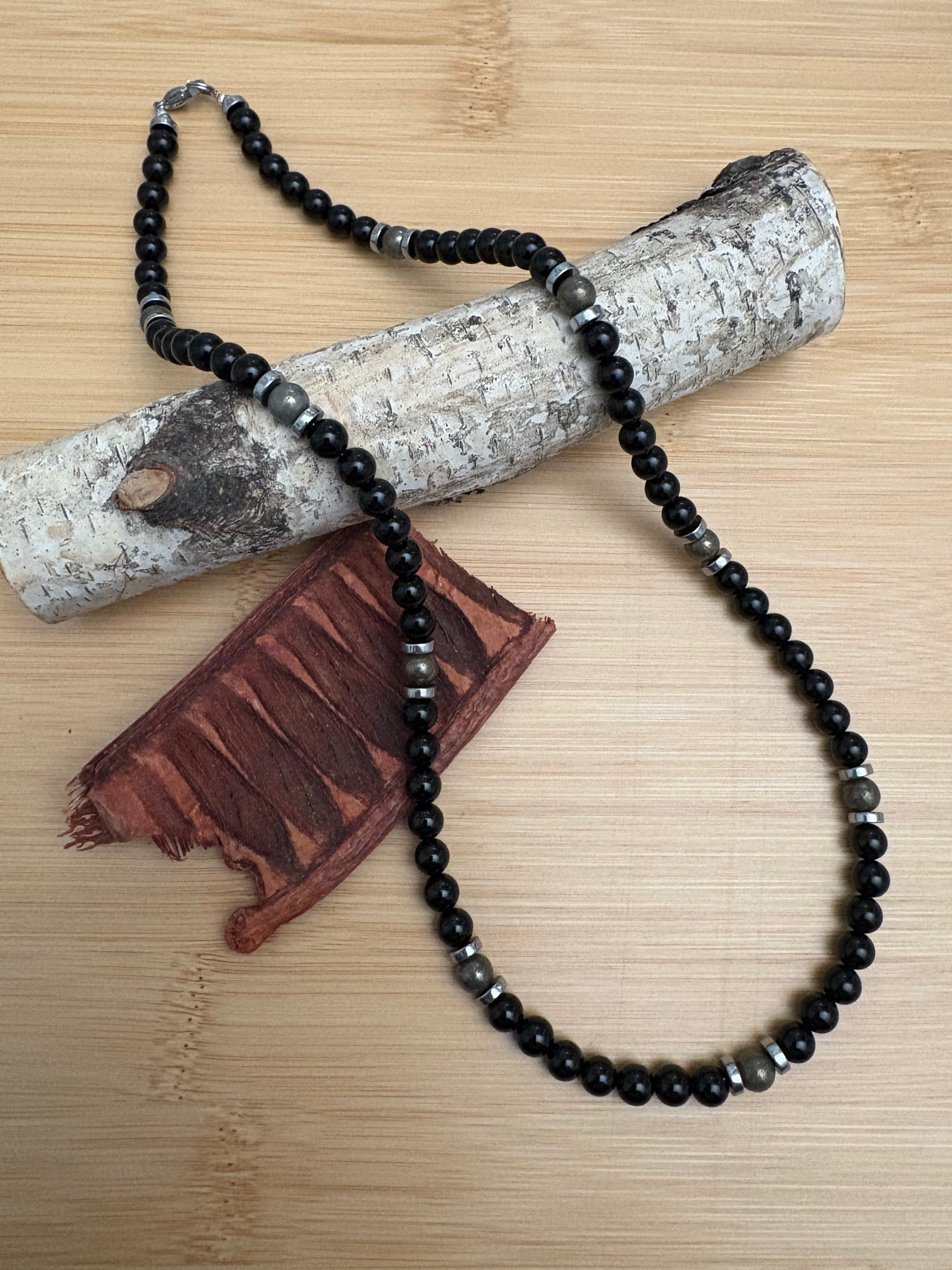 Onyx & Pyrite Necklace 