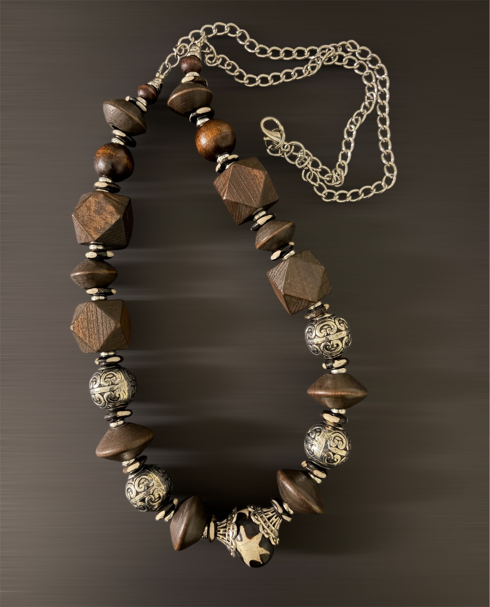 Bone Bead Statement Necklace 