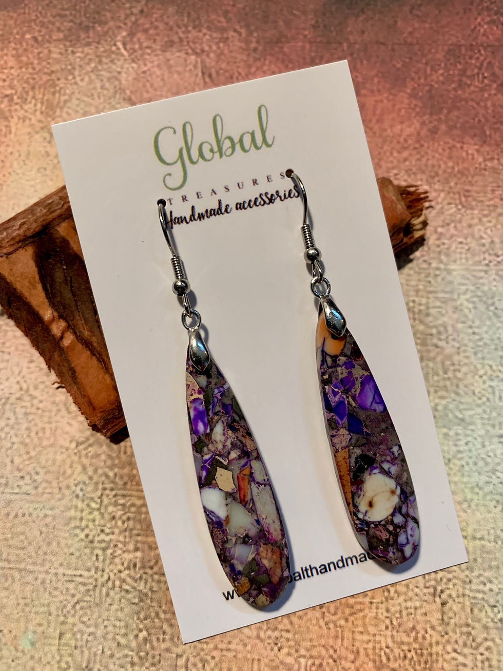 Purple Sea Sediment Jasper Gemstone Earrings