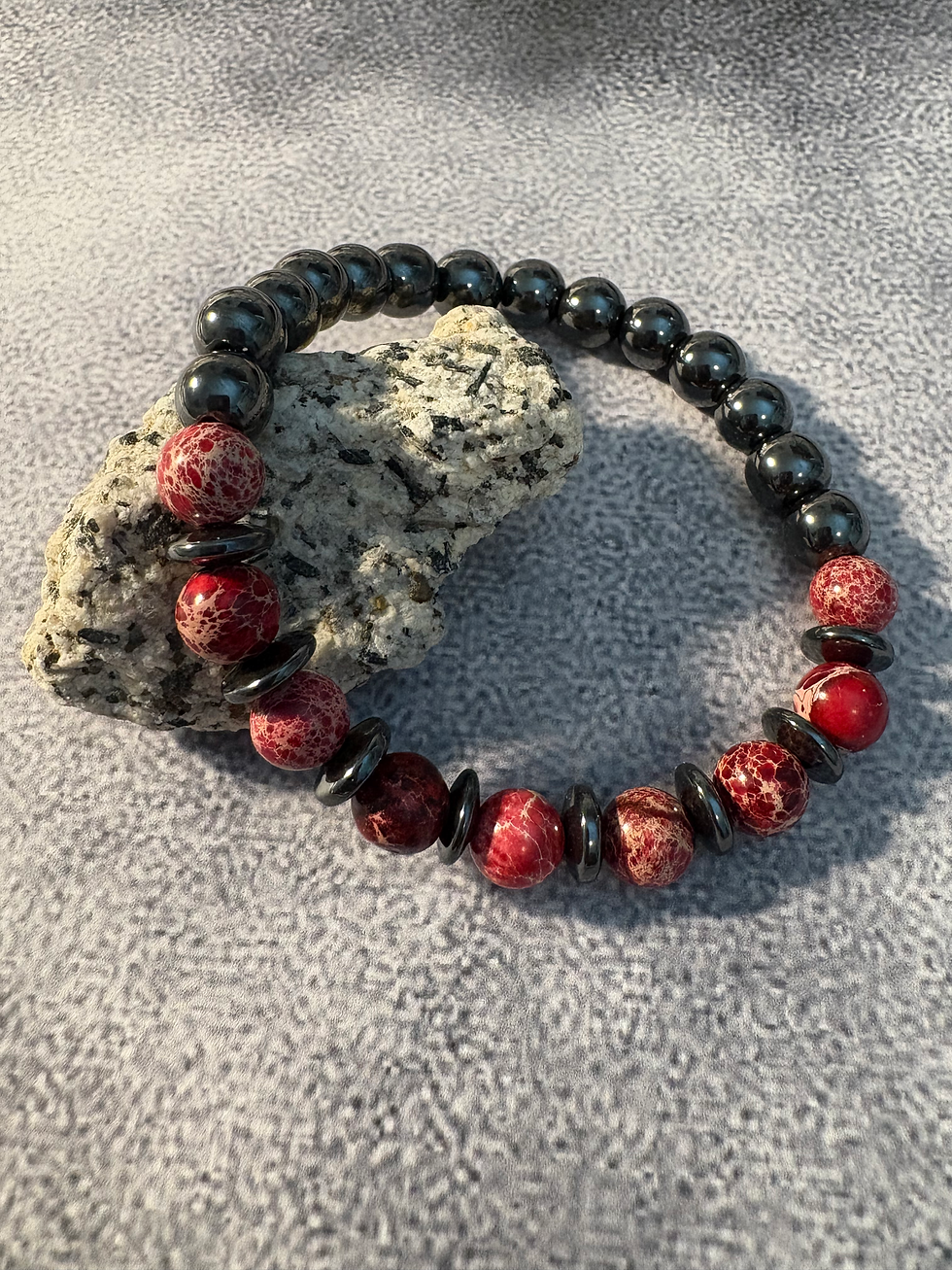 Red Imperial & Hematite Gemstone Bracelet