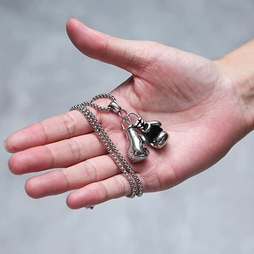 縮圖：男士拳擊吊墜項鍊復古龐克風格嘻哈拳擊手套吊墜項鍊