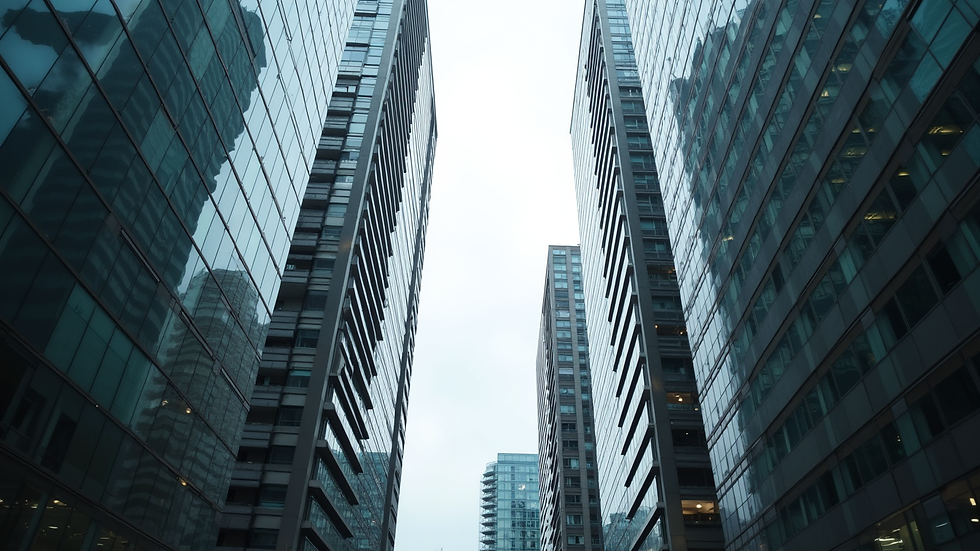 Eye-level view of a UK cityscape with office buildings